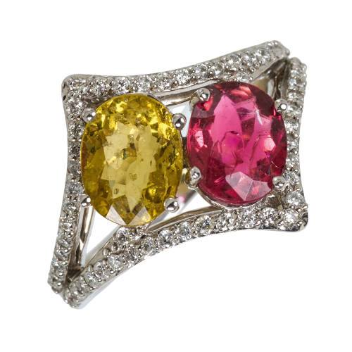 TURMALIN-DIAMANT-RING : (DOBIASCHOFSKY AUKTIONEN AG)