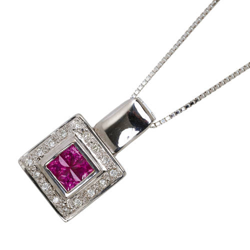 RUBIN-DIAMANT-ANH�NGER MIT KETTE : (DOBIASCHOFSKY AUKTIONEN AG)