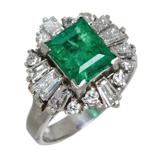 SMARAGD-DIAMANT-RING : (DOBIASCHOFSKY AUKTIONEN AG)