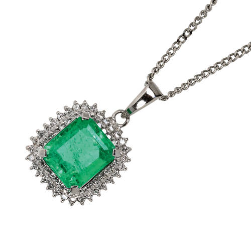 SMARAGD-DIAMANT-ANH�NGER MIT KETTE : (DOBIASCHOFSKY AUKTIONEN AG)