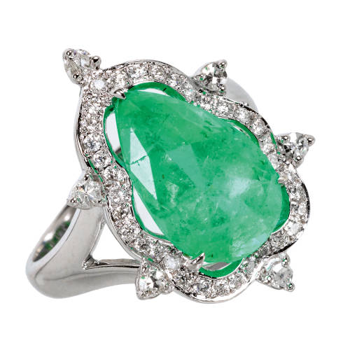 SMARAGD-DIAMANT-RING : (DOBIASCHOFSKY AUKTIONEN AG)