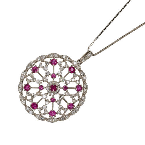 RUBIN-DIAMANT-ANH�NGER MIT KETTE : (DOBIASCHOFSKY AUKTIONEN AG)