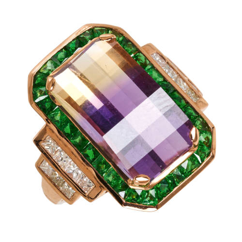 AMETRIN-GRANAT-DIAMANT-RING : (DOBIASCHOFSKY AUKTIONEN AG)