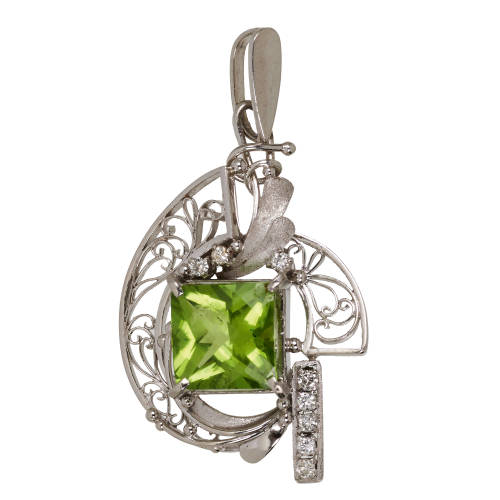 PERIDOT-DIAMANT-ANH�NGER : (DOBIASCHOFSKY AUKTIONEN AG)