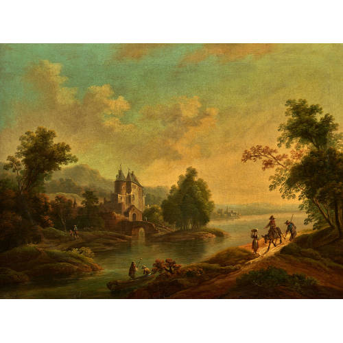 19. JH. FL�MISCH : Idyllische Flusslandschaft mit Staffage (DOBIASCHOFSKY AUKTIONEN AG)