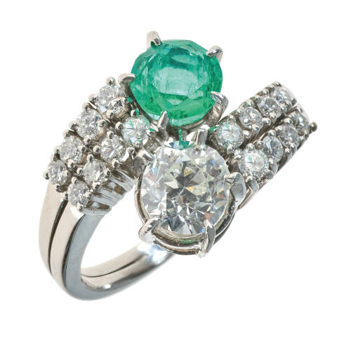 SMARAGD-BRILLANT-RING : (DOBIASCHOFSKY AUKTIONEN AG)