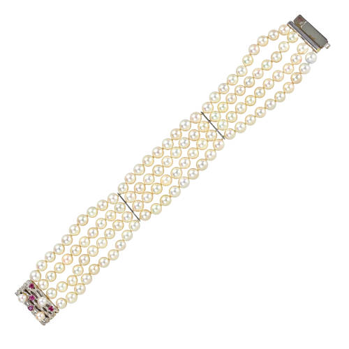 PERLEN-RUBIN-BRACELET : (DOBIASCHOFSKY AUKTIONEN AG)