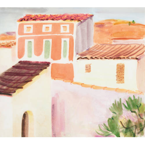 LOUIS REN� MOILLIET : 'Das rote Haus in Andraix I' (DOBIASCHOFSKY AUKTIONEN AG)