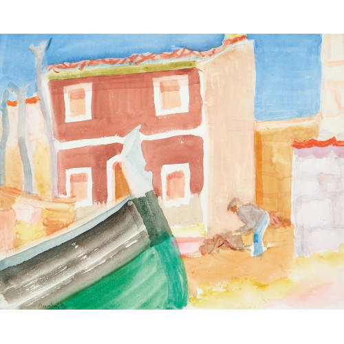 LOUIS REN� MOILLIET : 'Haus am Hafen. Mallorca' (DOBIASCHOFSKY AUKTIONEN AG)