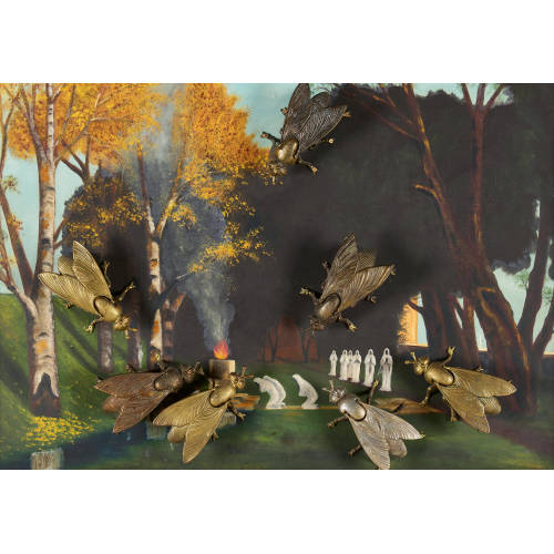 DANIEL SPOERRI : 'D�trompe l'oeil: Fliegenkult 'Les mouches'' (DOBIASCHOFSKY AUKTIONEN AG)