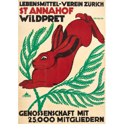 ALBERT SEBASTIAN OESCH : 'Lebensmittel-Verein Z�rich St. Annahof Wildpret' (DOBIASCHOFSKY AUKTIONEN AG)