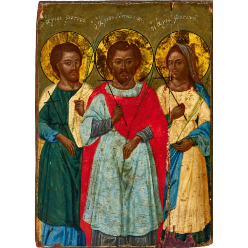 19. JH. GRIECHENLAND : Drei Heilige (DOBIASCHOFSKY AUKTIONEN AG)