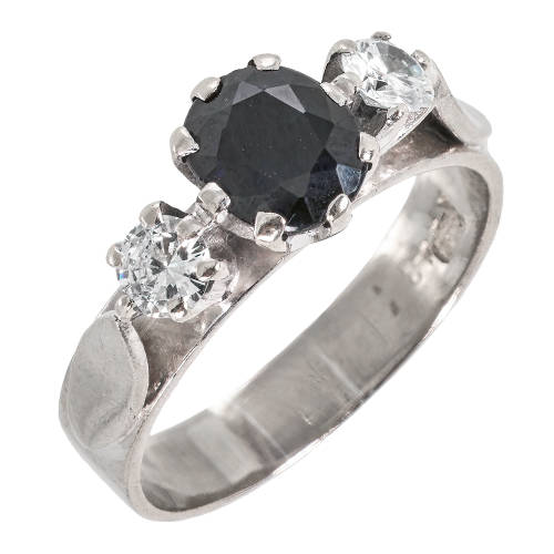 SAPHIR-BRILLANT-RING : (DOBIASCHOFSKY AUKTIONEN AG)