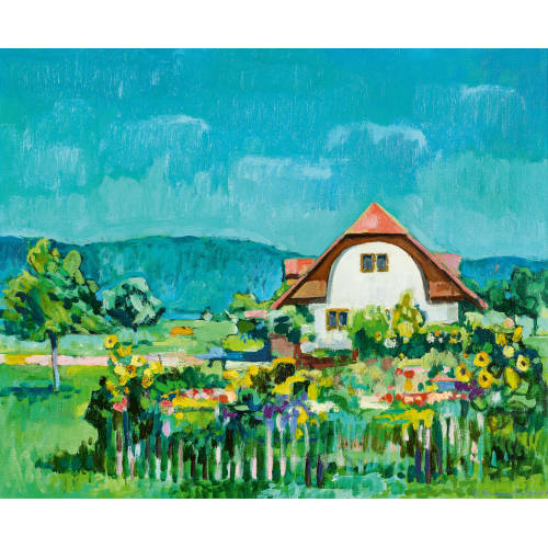 ALBERT NEUENSCHWANDER : Berner Bauernhaus mit Ziergarten (DOBIASCHOFSKY AUKTIONEN AG)