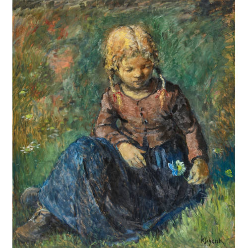 KARL SCHENK : M�dchen mit Blume und Schmetterling (DOBIASCHOFSKY AUKTIONEN AG)