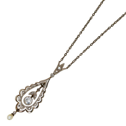 DIAMANT-PERLEN-ANH�NGER MIT KETTE : (DOBIASCHOFSKY AUKTIONEN AG)
