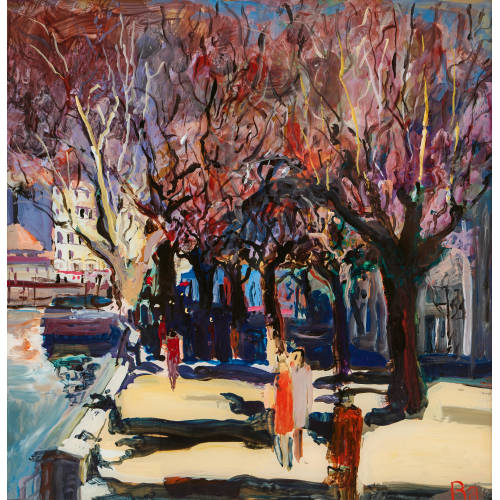 FRED BAUMANN : Promenade mit Passanten (DOBIASCHOFSKY AUKTIONEN AG)