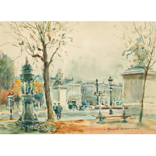 GEORGES-DOMINIQUE ROUAULT : Die Place de la Concorde vom Jardin des Tuileries aus (DOBIASCHOFSKY AUKTIONEN AG)