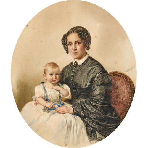 JOHANN FRIEDRICH DIETLER : 'Caroline Bourgeois et son Neveu Eug�ne Simon ...' (DOBIASCHOFSKY AUKTIONEN AG)