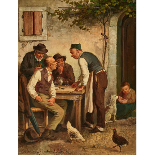ALEXANDRE AUGUSTE ROSE : Wirt und G�ste vor der Schenke (DOBIASCHOFSKY AUKTIONEN AG)