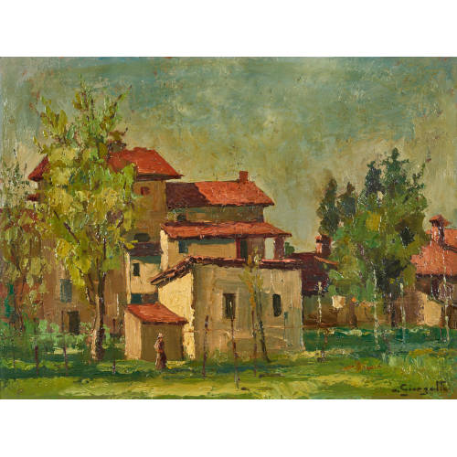 ANGELO GIORGETTI : Sonnige Dorflandschaft (DOBIASCHOFSKY AUKTIONEN AG)