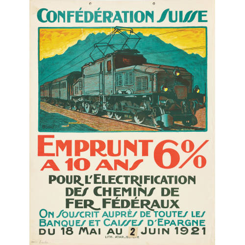 RAYMOND BUCHS : 'Emprunt 6% a 10 ans pour l'Electrification des Chemins de Fer F�d�raux 1921' (DOBIASCHOFSKY AUKTIONEN AG)