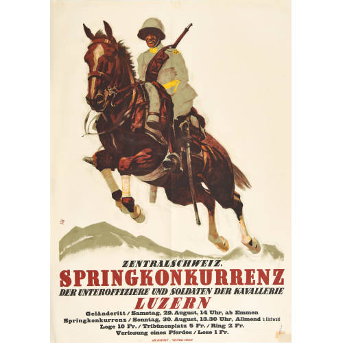 IWAN EDWIN HUGENTOBLER : 'Zentralschweiz. Springkonkurrenz der Unteroffiziere und Soldaten der Kavallerie Luzern' (DOBIASCHOFSKY AUKTIONEN AG)