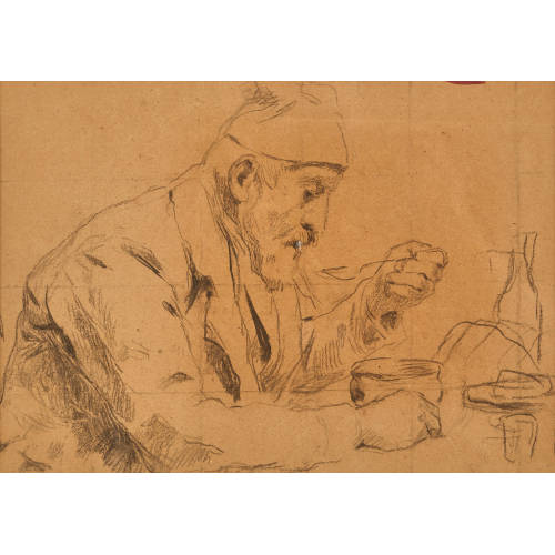 ALBERT ANKER : Bauer beim Suppe l�ffeln (DOBIASCHOFSKY AUKTIONEN AG)