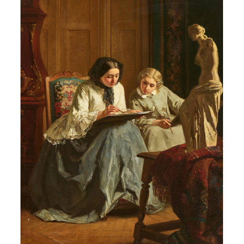 JULES JEAN-BAPTISTE TRAYER : La le�on d'art (DOBIASCHOFSKY AUKTIONEN AG)