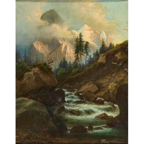 JOHANN MATTHIAS NEITHARDT : Rosenlaui mit Wetterhorn und Wellhorn (DOBIASCHOFSKY AUKTIONEN AG)