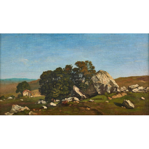 DAVID SUTTER : 'Landschaft bei Barbizon mit Sandsteinfelsen' (DOBIASCHOFSKY AUKTIONEN AG)