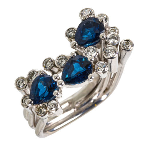 SAPHIR-BRILLANT-RING : (DOBIASCHOFSKY AUKTIONEN AG)