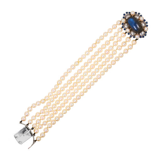 LABRADORIT-SAPHIR-PERLEN-BRACELET : (DOBIASCHOFSKY AUKTIONEN AG)