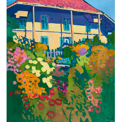 WALTER ROP�L� : 'Sommer auf dem Lande (Berner Bauernhaus mit Garten)' (DOBIASCHOFSKY AUKTIONEN AG)