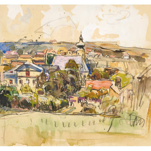 AUGUST RIEGER : Landschaft mit St�dtchen (DOBIASCHOFSKY AUKTIONEN AG)