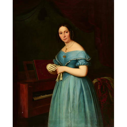 WILHELM HENSEL : Portr�t der Musikerin Fanny C�cilie Mendelssohn Bartholdy (1805-1847) mit Klavier (DOBIASCHOFSKY AUKTIONEN AG)