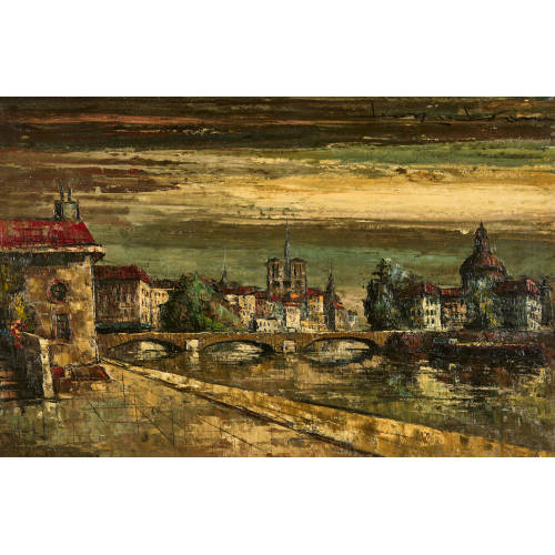 20. JH. FRANKREICH : Blick auf die Seine mit Pont des Arts (DOBIASCHOFSKY AUKTIONEN AG)