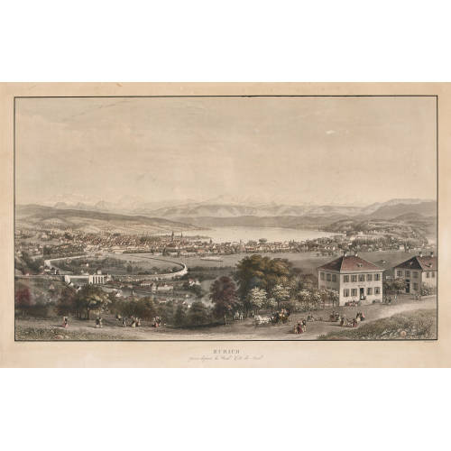 JOHANN H�RLIMANN : 'Zurich prise depuis la Weid. Cot� du Nord' (DOBIASCHOFSKY AUKTIONEN AG)