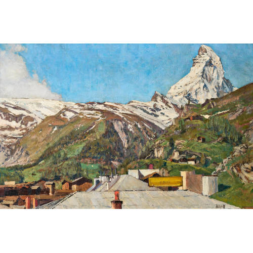 FRITZ HUG : Zermatt mit dem Matterhorn (DOBIASCHOFSKY AUKTIONEN AG)