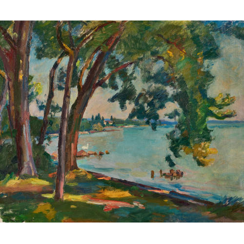 JACQUES LIE ABRAHAM HERMANJAT : Au bord du Lman (DOBIASCHOFSKY AUKTIONEN AG)
