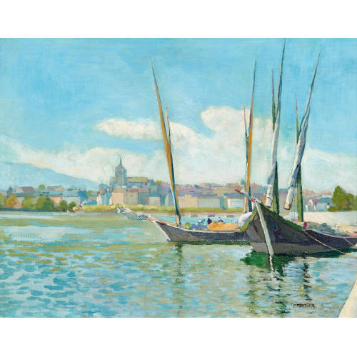 FRANCIS PORTIER : Vue de Gen�ve avec la cath�drale Saint-Pierre (DOBIASCHOFSKY AUKTIONEN AG)