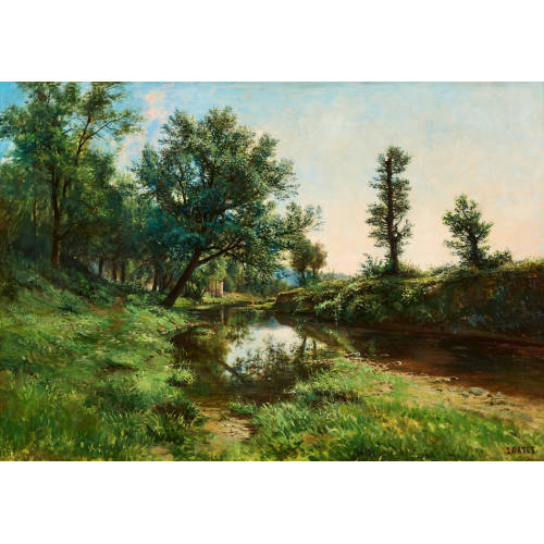 LEBERECHT (AUCH LORTEL) LORTET : Sommerliche Landschaft mit einem Bach (DOBIASCHOFSKY AUKTIONEN AG)