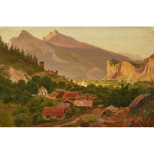 19. JH. SCHWEIZ : 'Landschaft bei Sargans' (DOBIASCHOFSKY AUKTIONEN AG)