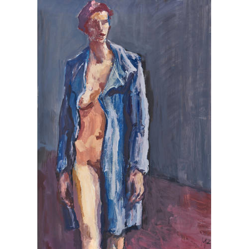 MARTIN ZIEGELM�LLER : Weiblicher Akt mit blauem Mantel (DOBIASCHOFSKY AUKTIONEN AG)