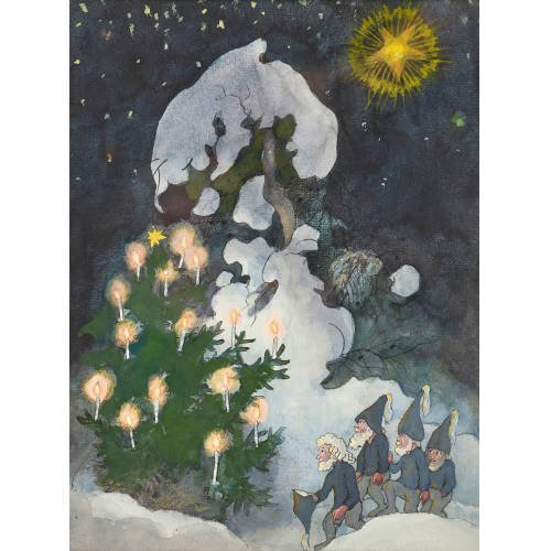 ERNST KREIDOLF : Weihnachtsbaum mit Zwergen (DOBIASCHOFSKY AUKTIONEN AG)