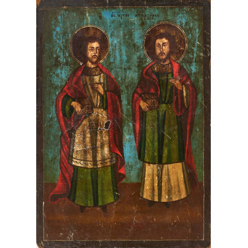 18. JH. GRIECHENLAND : Heilige Kosmas und Damian (DOBIASCHOFSKY AUKTIONEN AG)