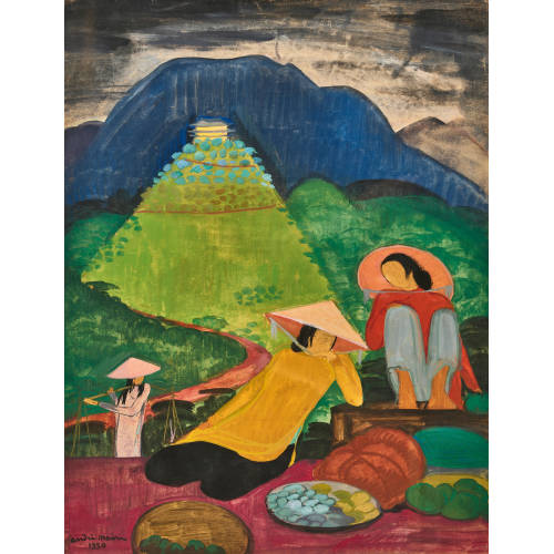 ANDR� MAIRE : Vietnamesische Landschaft mit Marktfrauen (DOBIASCHOFSKY AUKTIONEN AG)
