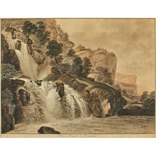 HEINRICH RIETER : 'Derni�re cascade du Reichenbach dans la vall�e d'Oberhasli' (DOBIASCHOFSKY AUKTIONEN AG)