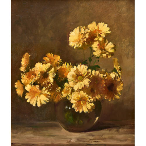WERNER WEBER : 'Gelbe Astern in Kugelvase' (DOBIASCHOFSKY AUKTIONEN AG)