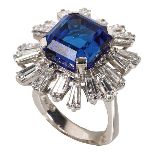 TANSANIT-DIAMANT-RING : (DOBIASCHOFSKY AUKTIONEN AG)